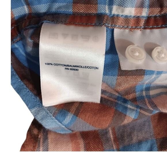 LANDS' END Flannel Peasant Top Blouse Plus 18 Plaid Tucks Rustic Country Outdoor - Picture 7 of 10